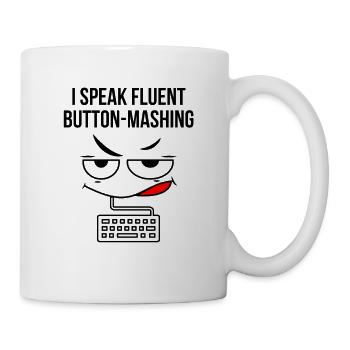 Ich spreche fließend Button-Mashing - Tasse - Weiß - Rechts