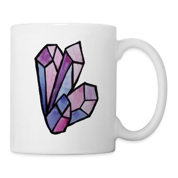 Mosaik aus Buntglas-Edelsteinherzen - Tasse - Weiß - Rechts
