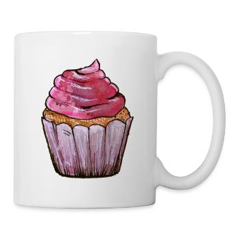 Pink Frost Cupcake Aquarell - Tasse - Weiß - Rechts