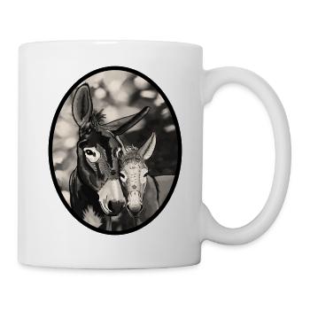 SchwarzWeiss EselDuo Porträt - Tasse - Weiß - Rechts