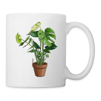 Monstera im Topf – Dschungelblätter - Tasse - Weiß - Rechts
