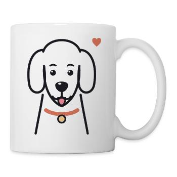 Süßer Hund mit rotem Halsband und Herz - Tasse - Weiß - Rechts