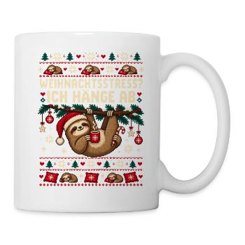 Faultier - Weihnachtsstress Ich hänge ab - Tasse - Weiß - Rechts