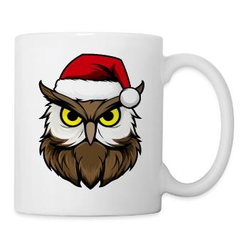 Eulen Weihnachten / Weihnachtsmann Vogel - Tasse - Weiß - Rechts
