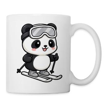 Süßer Panda Kawaii Skifahrer Cartoon - Tasse - Weiß - Rechts