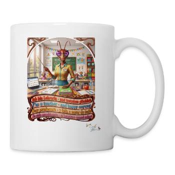 Heuschrecke JOGUE Lehrerin in 4 Sprachen Pop Art - Tasse - Weiß - Rechts