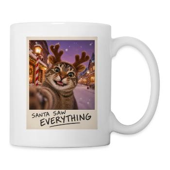 Santa Saw Everything Katze Selfie - Tasse - Weiß - Rechts