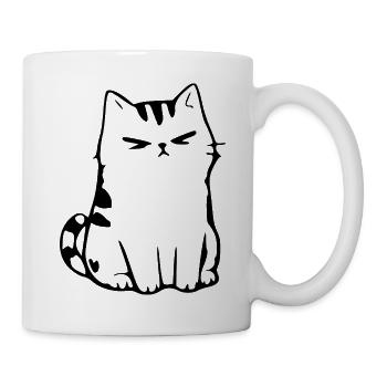 Lustige Katze Minimalistisches Katzen Geschenk  - Tasse - Weiß - Rechts