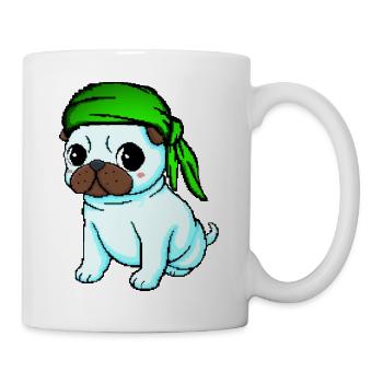 Bandana Mops - Tasse - Weiß - Rechts