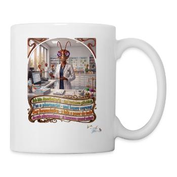 Heuschrecke JOGUE Apothekerin in 4 Sprachen PopArt - Tasse - Weiß - Rechts