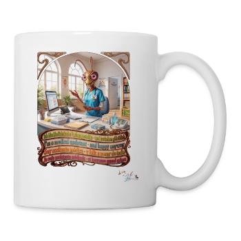 Heuschrecke JOGUE MFA Praxis in 4 Sprachen Pop Art - Tasse - Weiß - Rechts