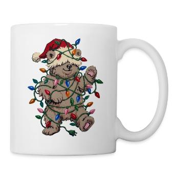 Weihnachtshunde mit Lichterkette - Tasse - Weiß - Rechts