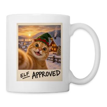 Elf Approved Rote Katze Selfie Weihnachten - Tasse - Weiß - Rechts
