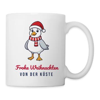 Weihnachten Möwe – Frohe Weihnachten von der Küste - Tasse - Weiß - Rechts