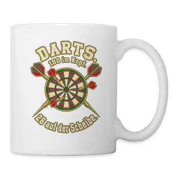 Darts 180 im Kopf 26 auf Scheibe - Tasse - Weiß - Rechts