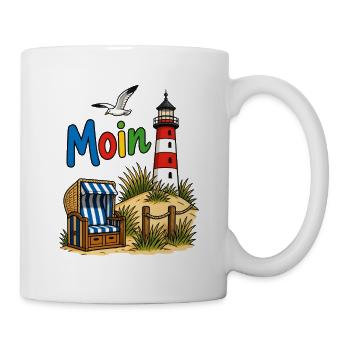 EG Moin I Strandkorb I Leuchtturm I Möwe I Urlaub - Tasse - Weiß - Rechts