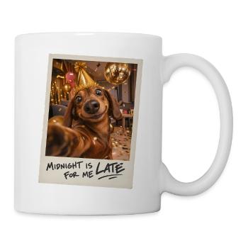 Midnight Is Late For Me Dackel Selfie Silvester - Tasse - Weiß - Rechts