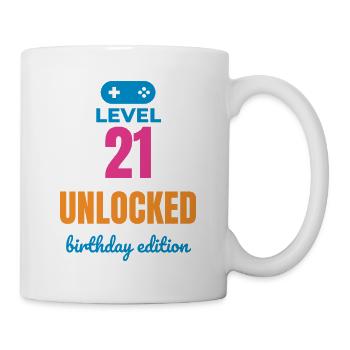 Level 21 Freigeschaltete Geburtstagsedition - Tasse - Weiß - Rechts