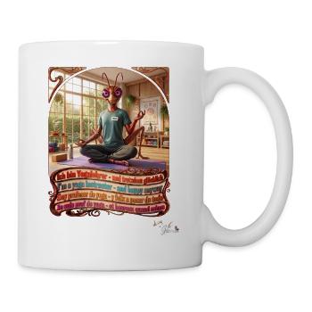 Heuschrecke JOGUE Yogalehrer in 4 Sprachen Pop Art - Tasse - Weiß - Rechts