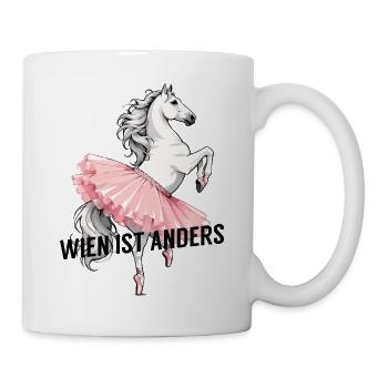 Wien ist anders – Lipizzaner im Tutu - Tasse - Weiß - Rechts