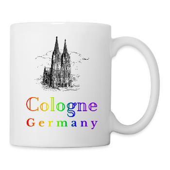 Kölner Dom Regenbogen - Tasse - Weiß - Rechts