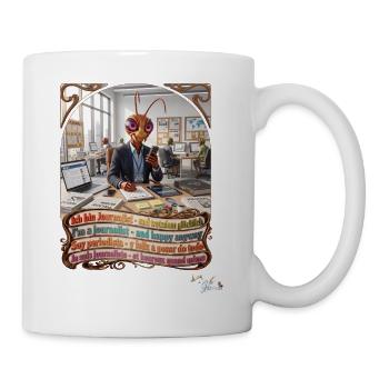 Heuschrecke JOGUE Journalist in 4 Sprachen Pop Art - Tasse - Weiß - Rechts
