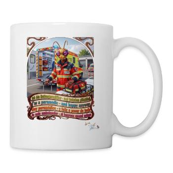 Heuschrecke JOGUE Rettungssanitäter in 4 Sprachen - Tasse - Weiß - Rechts