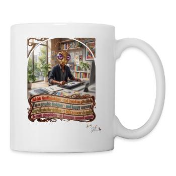 Heuschrecke JOGUE Grafikdesigner in 4 Sprachen - Tasse - Weiß - Rechts