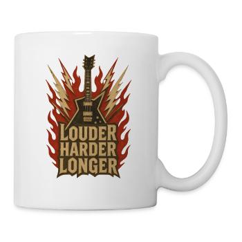 Brennende Gitarre – Lauter Harder Longer - Tasse - Weiß - Rechts