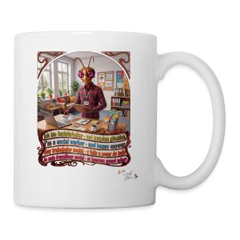 Heuschrecke JOGUE Sozialarbeiter in 4 Sprachen - Tasse - Weiß - Rechts