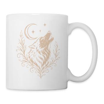 Wolf heult den Mond an - Boho Natur - Tasse - Weiß - Rechts