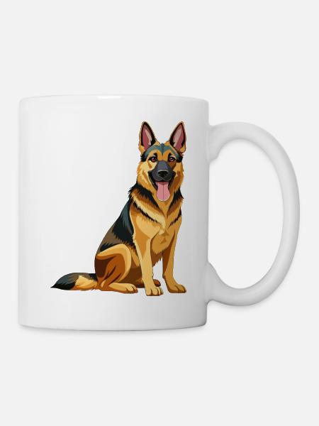 Deutscher Schäferhund sitzt - Tasse - Weiß