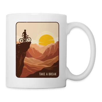 Mach eine Pause beim Radfahren Sunset Mountain Adventure Tee - Tasse - Weiß - Rechts