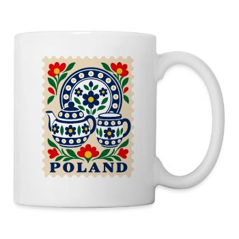 Polen Volkskunst-Teekanne Vintage-Volksmuster - Tasse - Weiß - Rechts