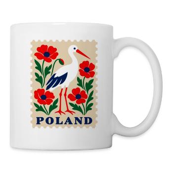 Polnische Volkskunst Stork Polen Briefmarke - Tasse - Weiß - Rechts