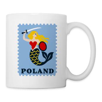 Polen Vintage-Briefmarken Volkskunst - Tasse - Weiß - Rechts
