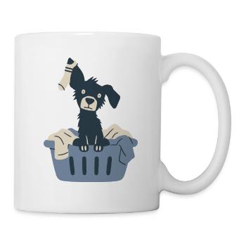 Süßer Hund im Wäschekorb - Tasse - Weiß - Rechts