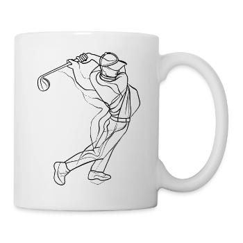 Golfer Strichzeichnung - Tasse - Weiß - Rechts