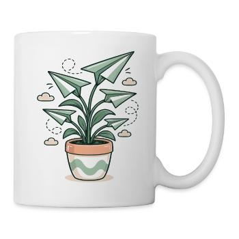Papierfliegerpflanze im Topf - Tasse - Weiß - Rechts