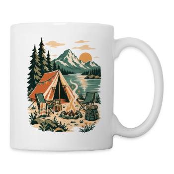 Abendliches Camping am Bergsee - Tasse - Weiß - Rechts