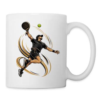 Tennisheld im Wirbel mit Goldspiralen - Tasse - Weiß - Rechts