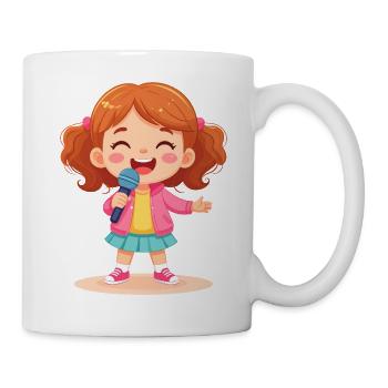 Kawaii Sängerin Mädchen Mikrofon Musik T-Shirt - Tasse - Weiß - Rechts