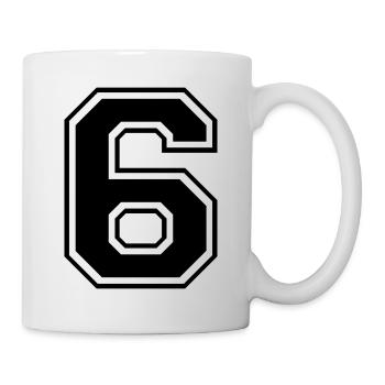 6, Sechs, Nummer, Zahl - Tasse - Weiß - Rechts
