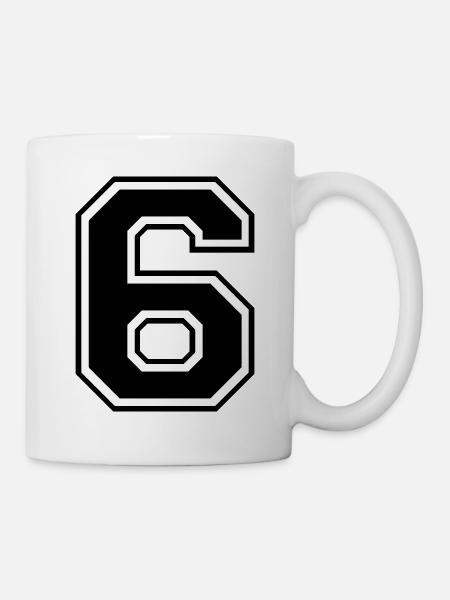 6, Sechs, Nummer, Zahl - Tasse - Weiß