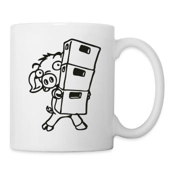Kistenferkel - Tasse - Weiß - Rechts