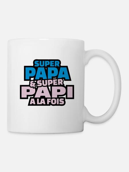super papa et super papy à la fois - Mug blanc - blanc