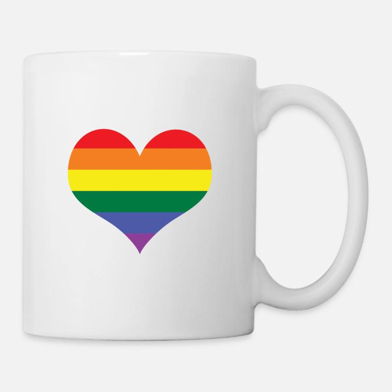Cute LGBT heart With Rainbow Stripes - Mug - white