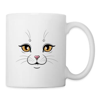 Cute Cat Face Illustration - Tasse - Weiß - Rechts
