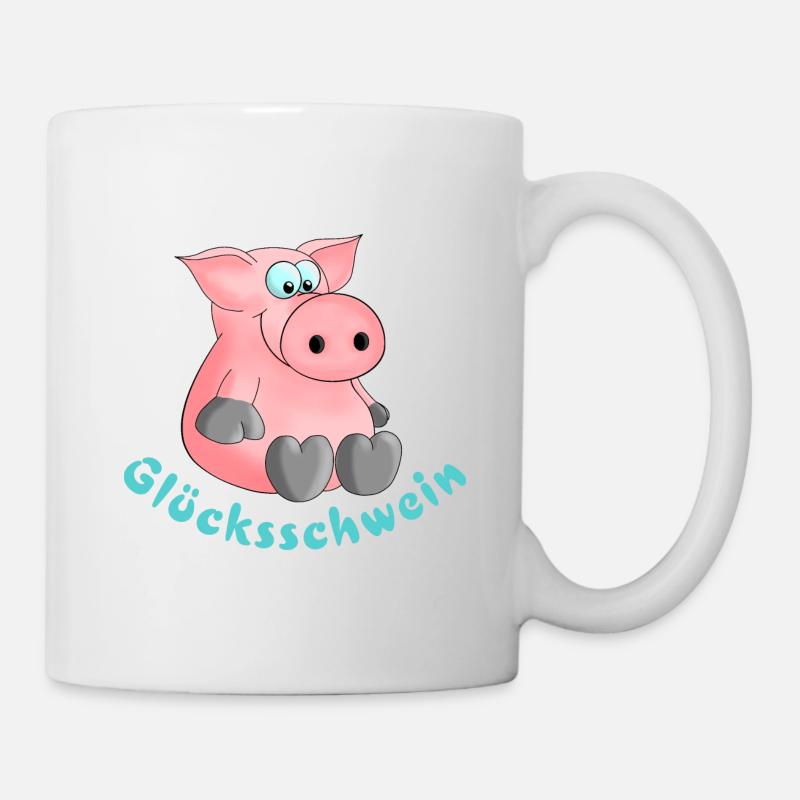 Glücksschwein - Glücksbringer - Glück - Tasse - Weiß