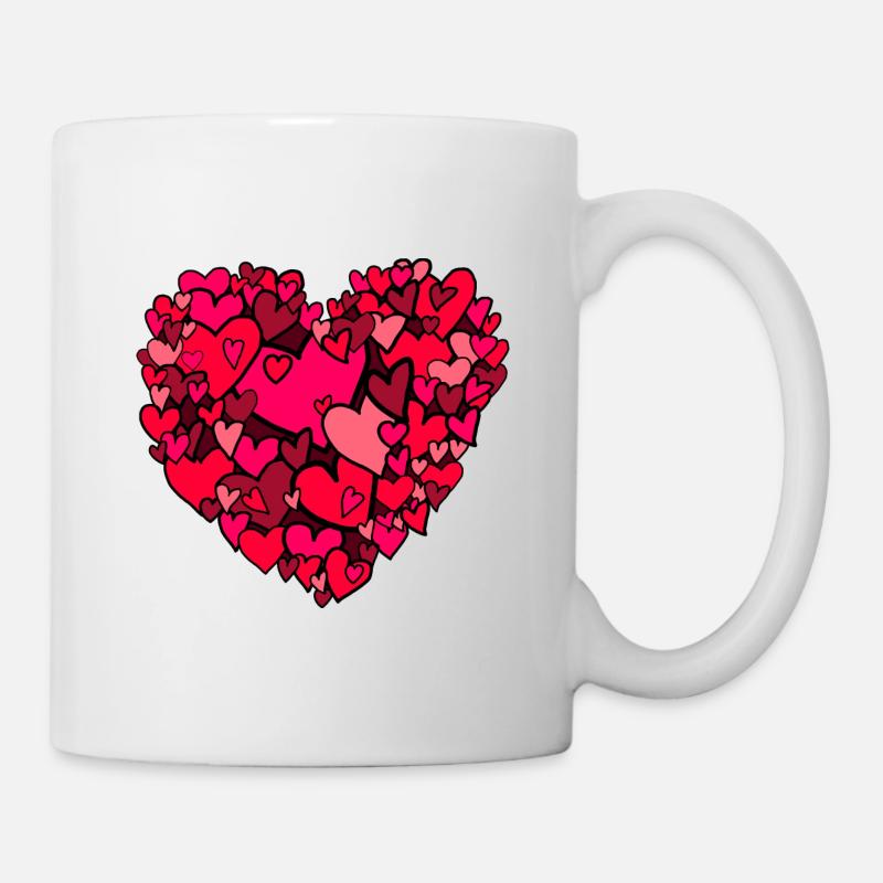 Grand coeur rouge, composé de nombreux petits - Mug blanc - blanc